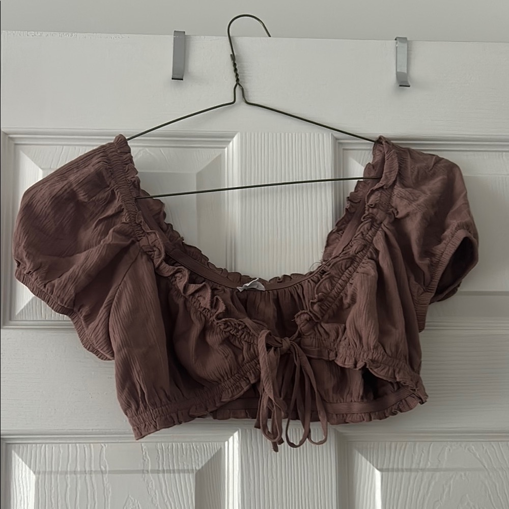 Garage brown cropped top